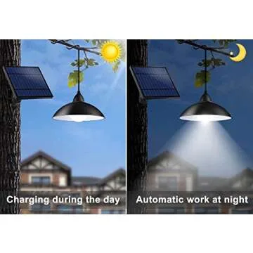 Bemexred Solar Lights Outdoor/Indoor,Remote Control Solar Powered Pendant Lights IP65 Waterproof,Auto On/Off Hanging Shed Lamp Dusk to Dawn for Barn Gazebo Storage Room Balcony Chicken Coop