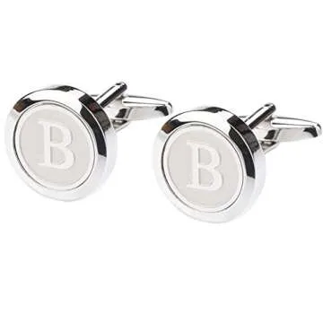 Dannyshi Mens Classic Initial Cufflinks A-Z Stylish Gift