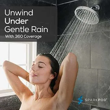 SparkPod High Pressure Rain Shower Head - Easy Install & Clean