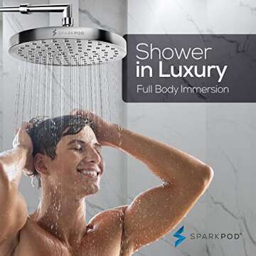 SparkPod High Pressure Rain Shower Head - Easy Install & Clean