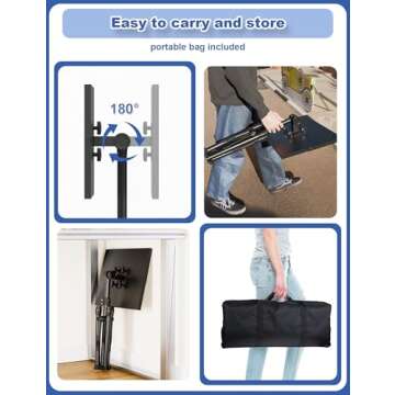 Projector Stand Tripod, Adjustable Height 26 to 38 Inch Laptop Tripod, Floor Standing Laptop Stand, Foldable Tripod for Projector with Carry Bag, Portable Podium Stand for Office, Home, Stage, DJ