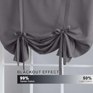 H.VERSAILTEX Blackouts Curtain for Windows - Tie Up Curtains and Valances Set Roman Balloon Blind Ro...