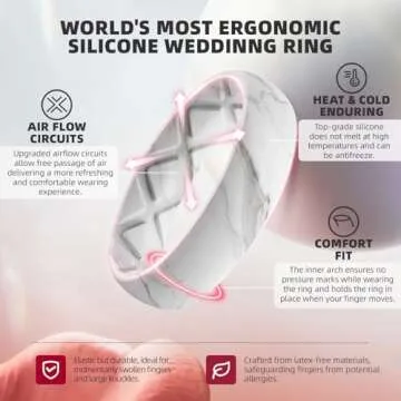 Egnaro Inner Arc Ergonomic Breathable Design, Silicone Rings for Women with Half Sizes, Women's Sili...