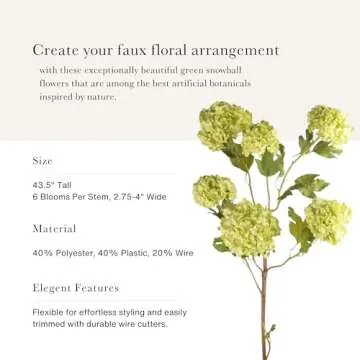Afloral Faux Snowball Flower Stem - Realistic Green Decor