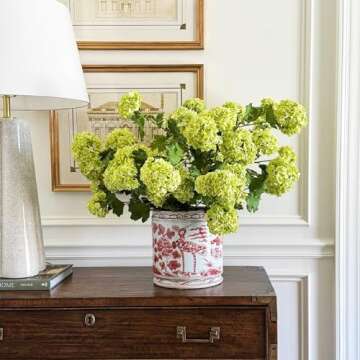 Afloral Faux Snowball Flower Stem - Realistic Green Decor