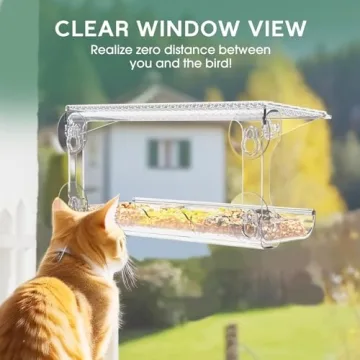 SUNALLY Clear Window Bird Feeder - Watch Birds Up Close!