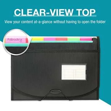 H4D Accordian File Keeper, 13 Pocket Expanding File Folder Organizer for Documents, Letter Size, 2 P...