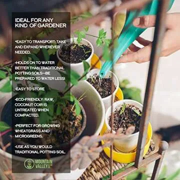 Minute Soil - Compressed Coco Coir Fiber Grow Medium - 3 Bricks = 4.5 Gallons of Potting Soil - Seed Starting, Gardening, House Plants, Flowers, Microgreens, Wheatgrass - Add Water - Peat Free - OMRI