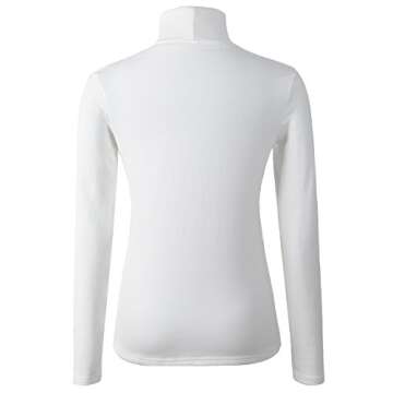 HieasyFit Women's Cotton Turtleneck Top Basic Layering Thermal Underwear Ivory M