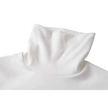 HieasyFit Women's Cotton Turtleneck Top Basic Layering Thermal Underwear Ivory M
