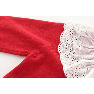 Auro Mesa Infant Baby Girls Knit Sweater Romper Princess Ruffles Collar Outfits Jumper Longsleeve Thick One Piece Clothes