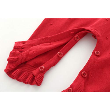 Auro Mesa Infant Baby Girls Knit Sweater Romper Princess Ruffles Collar Outfits Jumper Longsleeve Thick One Piece Clothes