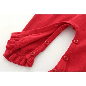 Auro Mesa Infant Baby Girls Knit Sweater Romper Princess Ruffles Collar Outfits Jumper Longsleeve Thick One Piece Clothes