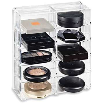 byAlegory Acrylic (Bronzer, Highlighter, Powder, Blush) Compact Organizer Designed For Larger Compacts | 10 Space Cosmetic Storage (CLEAR)