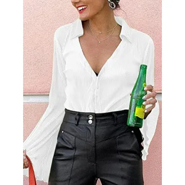 LYANER Women's Stylish Bell Sleeve Blouse for All Occasions