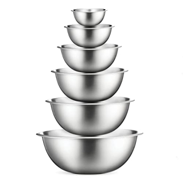 FineDine Stainless Steel Mixing Bowls Set for Kitchen, Dishwasher Safe Nesting Bowls for Cooking, Ba...