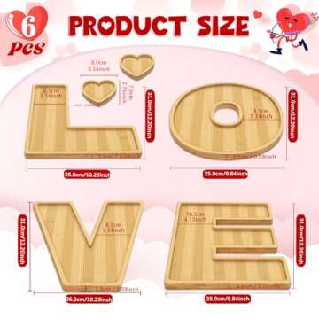 Fayavoo 6Pcs Wooden LOVE Charcuterie Board Letters, Eco-Friendly Bamboo Letter Serving Platter Tray ...