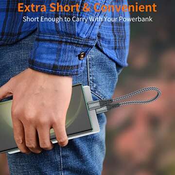 JXMOX Short USB C to USB C Cable 60W, (2 Pack 1ft) Type C Fast Charging Cord Charger Compatible with iPhone 16 Pro Max/15 Pro Max, MacBook Pro, iPad Pro Air 4, Samsung Galaxy S23 S22 S21 Ultra (Grey)