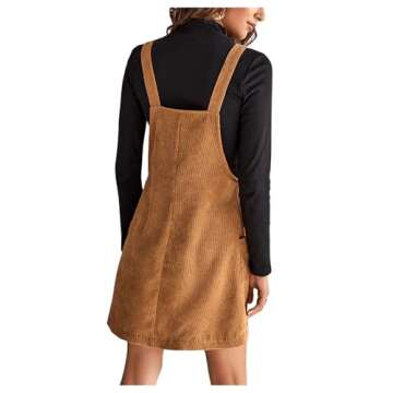 Floerns Women's Stylish Corduroy Button Down Pinafore Overall Dress with Pockets