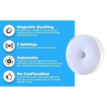 Ship-EEZ Cruise Ship Approved Magnetic Nightlight for Stateroom Walls and Ceilings