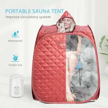 VIVOHOME Portable Personal Steam Sauna Spa with 1.8L 800 Watt Steam Generator, Foldable Chair, Home ...