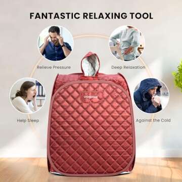 VIVOHOME Portable Personal Steam Sauna Spa with 1.8L 800 Watt Steam Generator, Foldable Chair, Home Sauna Spa Tent for Detox Relaxation, Brown