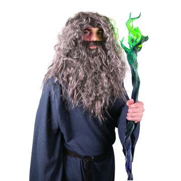 Kangaroo Wizard Wig and Beard – Dumbledore Costume Accessory
