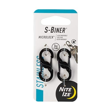 Nite Ize S-Biner MicroLock - Durable Locking Carabiner Key Holder - Black (2 Pack)