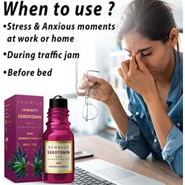 Chill Out Calming Roll On Essential Oil Blend -Stress Relief Rose Jasmine & Vanilla Destress - Relax...