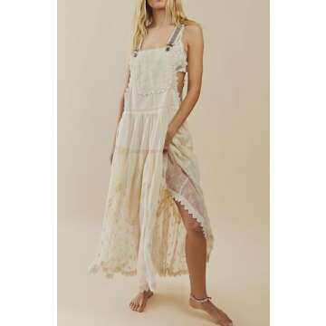 Women’s Casual Lace Maxi Dress with Pockets