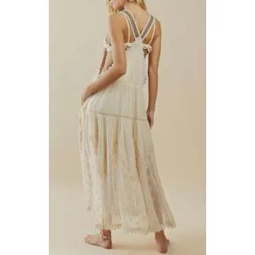 Women’s Casual Lace Maxi Dress with Pockets