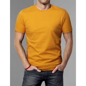 H2H Men's Premium Cotton Blend Crew Neck T-Shirt Mustard