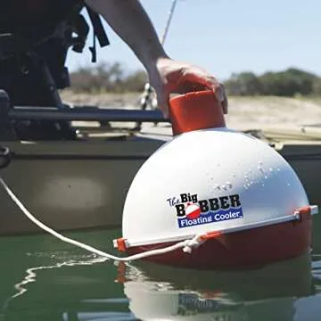 The Big Bobber Floating Cooler, Outdoors Floating Ice Chest, Portable Drifter Cooler, Keeps Drinks Cold, Beverage Cooler, White/Red