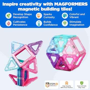 Magformers Inspire (14-pieces)Set Magnetic Building Blocks, Educational Magnetic Tiles Kit , Magneti...