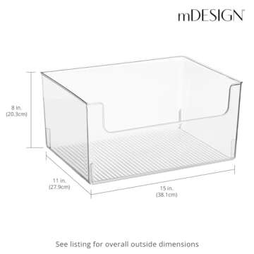 mDesign Large Modern Plastic Open Front Dip Storage Organizer Bin Basket for Bathroom Organization - Vanity Shelf, Cubby, Cabinet, and Closet Organizing Decor - Ligne Collection - 8 Pack - Clear