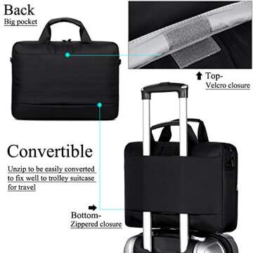 BRINCH(TM 17.3 inch New Soft Nylon Waterproof Laptop Computer Case Cover Sleeve Shoulder Strap Bag with Side Pockets Handles and Detachable for Laptop/Notebook/Netbook/Chromebook,Colour Black