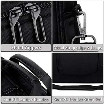 BRINCH(TM 17.3 inch New Soft Nylon Waterproof Laptop Computer Case Cover Sleeve Shoulder Strap Bag with Side Pockets Handles and Detachable for Laptop/Notebook/Netbook/Chromebook,Colour Black