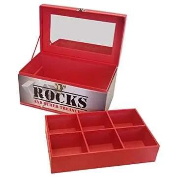 Sunshine Box Factory Treasure Chest - Rock Box 10" x 6" x 6" Rock Collection Box for Kids