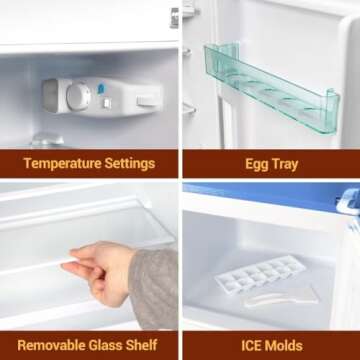 Retro Mini Refrigerator - 4 Cu. Ft. Stylish Compact Cooling