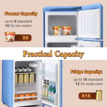 Retro Mini Refrigerator - 4 Cu. Ft. Stylish Compact Cooling
