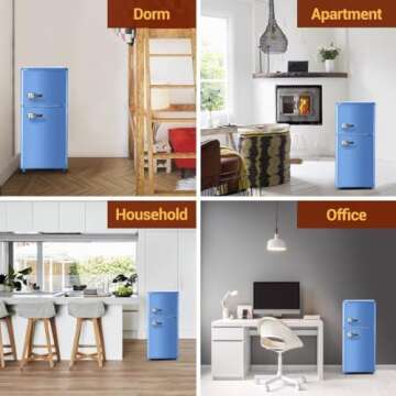 Retro Mini Refrigerator - 4 Cu. Ft. Stylish Compact Cooling