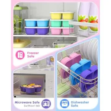 5 Pcs Bento Snack Containers, Reusable 4 Compartment Divided Food Storage Containers, Divided Lunchable Container for School, Work and Travel (5 Color)