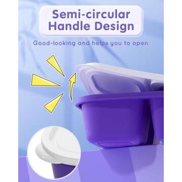 5 Pcs Bento Snack Containers, Reusable 4 Compartment Divided Food Storage Containers, Divided Lunchable Container for School, Work and Travel (5 Color)