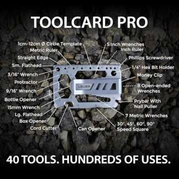 Toolcard Pro with Money Clip - 40 in 1 Credit Card Multitool Card - Sleek Minimalist Stainless Steel...