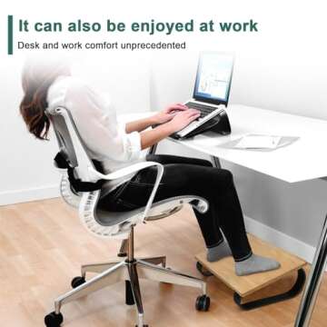 Ergonomic Under Desk Footrest - Pain Relief & Leg Support for Office, Home & Gaming (Dark wood)