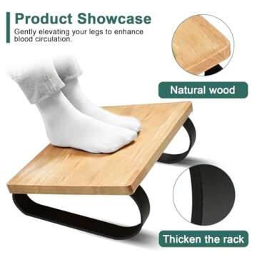 Ergonomic Under Desk Footrest - Pain Relief & Leg Support for Office, Home & Gaming (Dark wood)