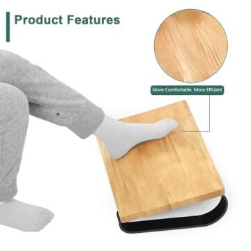 Ergonomic Under Desk Footrest - Pain Relief & Leg Support for Office, Home & Gaming (Dark wood)