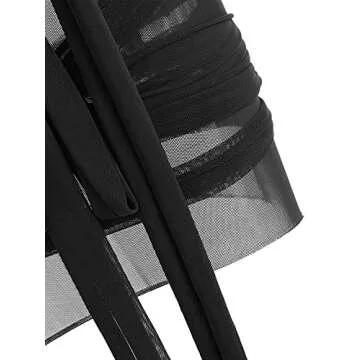 ZAFUL Women's Sleeveless Solid Bandage Sheer Mesh Wrap-tie Slinky Mini Dress(Bandage-Black, S)