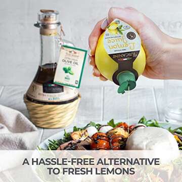 Tuscanini 100% Sicilian Lemon Juice, Not from Concentrate, 6.7oz Lemon Shaped Convenient Squeeze Bottle | No Water Added | Product of Italy | Certified Kosher (Including Passover)