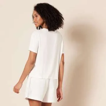 Amazon Essentials Women's Jersey Relaxed-Fit Short-Sleeve Crewneck Pocket T-Shirt, Pack of 2, Black/...